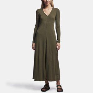 James Perse Ribbed Cardigan dress olive green, NWT